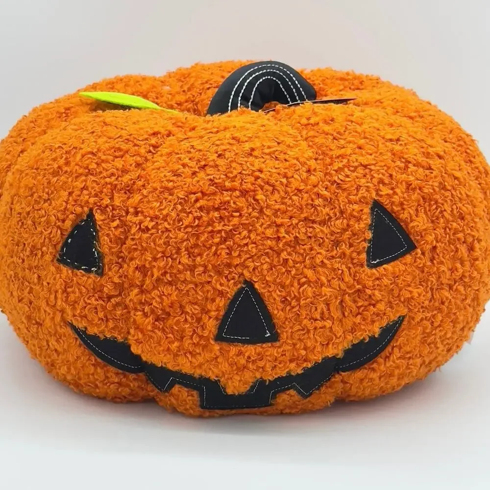 New Large Plush Sherpa Jack O Lantern Pumpkin Pillow Halloween Plush Storehouse